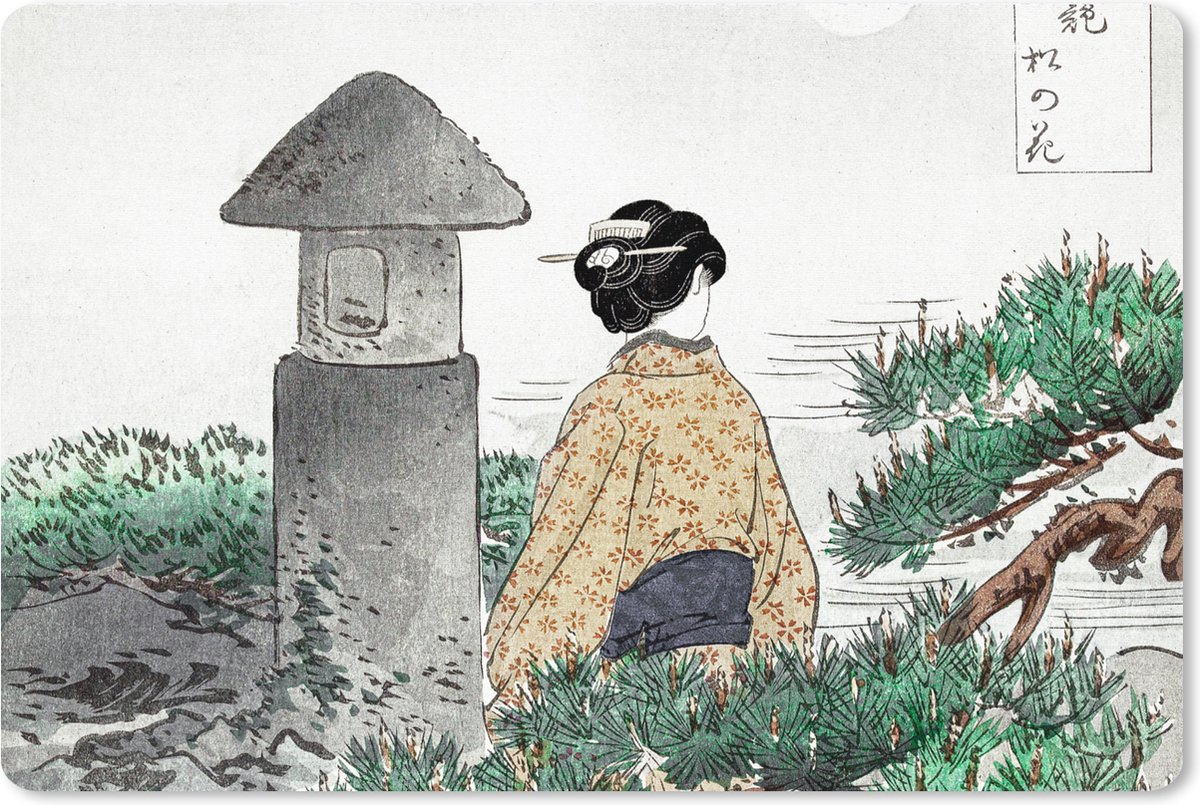 Muismat XXL 120x80 cm - Bureau onderlegger - Bureau mat Vrouw - Japan - Natuur - Kimono - Bureaumat - Gaming mousepad xl - Bureaulegger groot - Computer deskmat