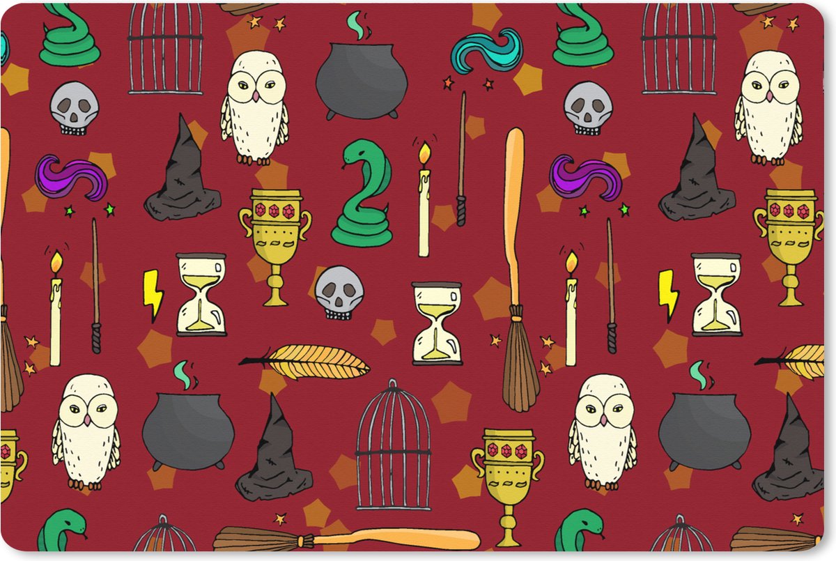 Muismat XXL 90x60 cm - Bureau onderlegger - Bureau mat Tiener - Uil - Slang - Patronen - Bureaumat - Gaming mousepad xl - Bureaulegger groot - Computer deskmat