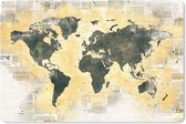 Tapis de souris XXL - Sous-main - Tapis de bureau - Carte du Wereldkaart - Journal - Or - 120x80 cm - Tapis de souris XXL