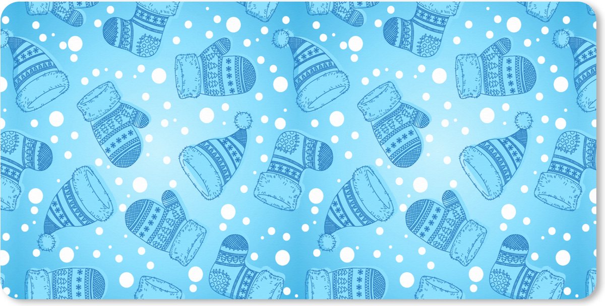 Muismat XXL 100x50 cm - Bureau onderlegger - Bureau mat Handschoenen - Muts - Winter - Patronen - Bureaumat - Gaming mousepad xl - Bureaulegger groot - Computer deskmat - Kerst - Cadeau - Kerstcadeau voor mannen en voor vrouwen