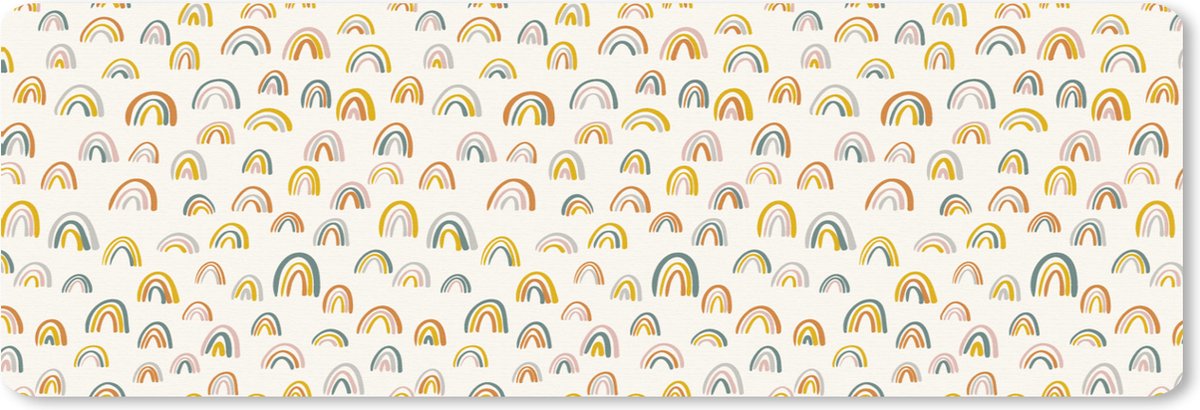 Muismat XXL 90x30 cm - Bureau onderlegger - Bureau mat Regenboog - Pastel - Kinderen - Bureaumat - Gaming mousepad xl - Bureaulegger groot - Computer deskmat