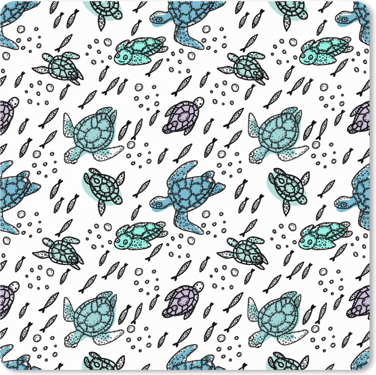 Muismat XXL 40x40 cm - Bureau onderlegger - Bureau mat Patronen - Schildpad - Vissen - Bureaumat - Gaming mousepad xl - Bureaulegger groot - Computer deskmat