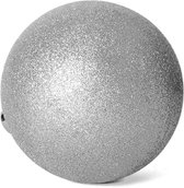Gerim Kerstbal - kunststof - zilver glitters - diameter 20 cm