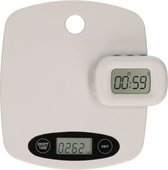 Digitale keukenweegschaal en eierwekker van kunststof grijs max 5 kilo - Precisie weegschaal en magnetische timer