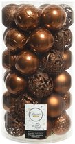 Decoris Kerstballen - 37 stuks - kunststof - kaneel bruin - 6 cm