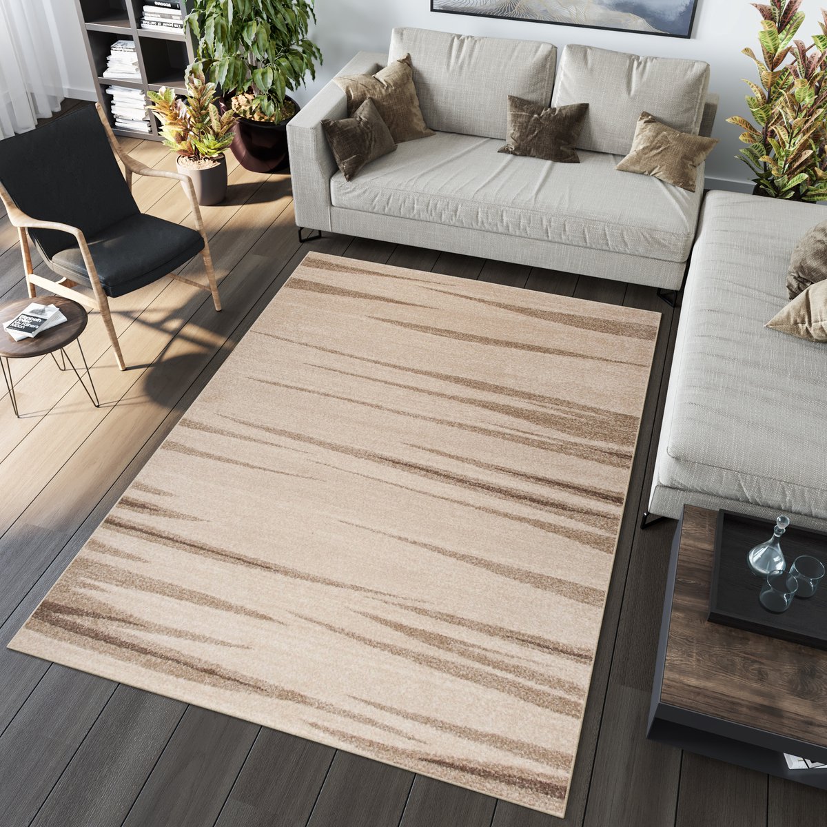 Tapiso Sari Vloerkleed Laagpolig Tapijt Binnen Karpet Maat- 60x100 Beige