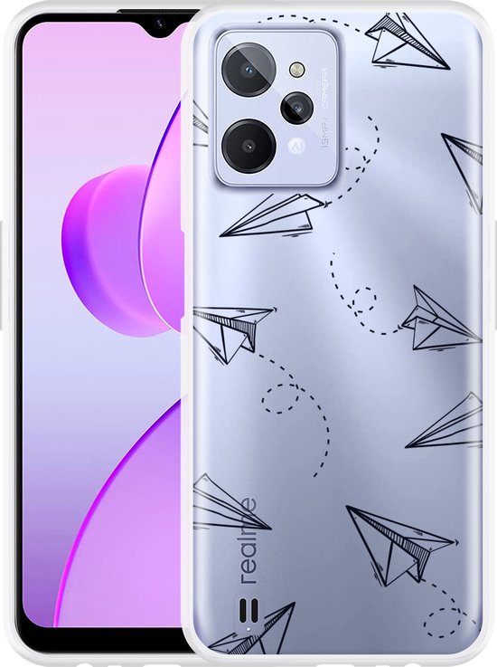 WXPPJ Cover per Realme C31 con 3 Pezzi Vetro Temperato Pellicola Protettiva, Trasparente Silicone Case Morbido TPU Anti-Caduta Bumper Protettiva Custodia per Realme C31 (6.5) - YQ29