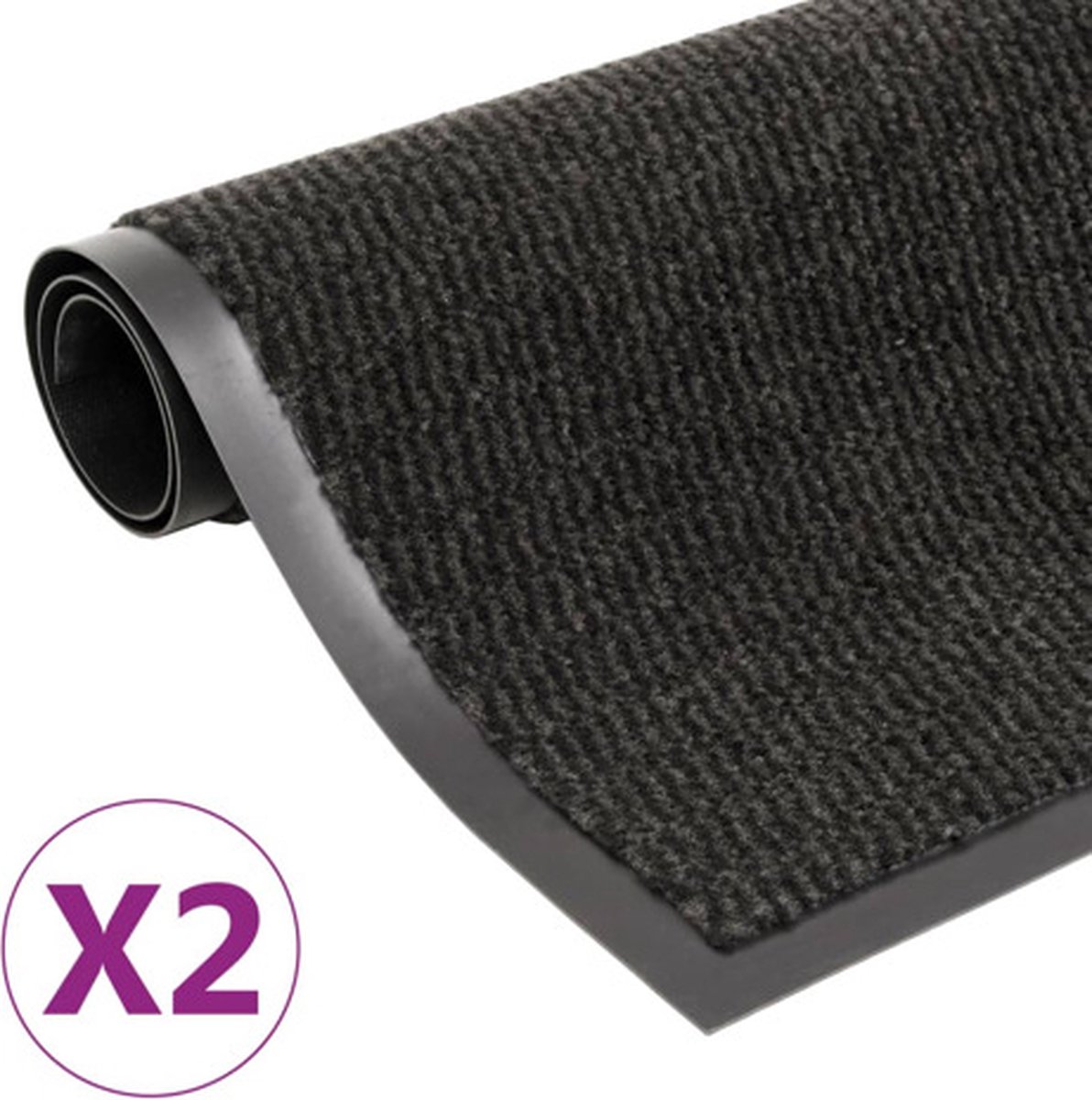 Carpe mathique vidaXL - Droogloopmatten - 2 - st - rechthoekig - getuft - 40x60 - cm - zwart