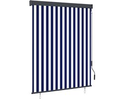vidaXL - Rolgordijn - voor - buiten - 140x250 - cm - blauw - en - wit
