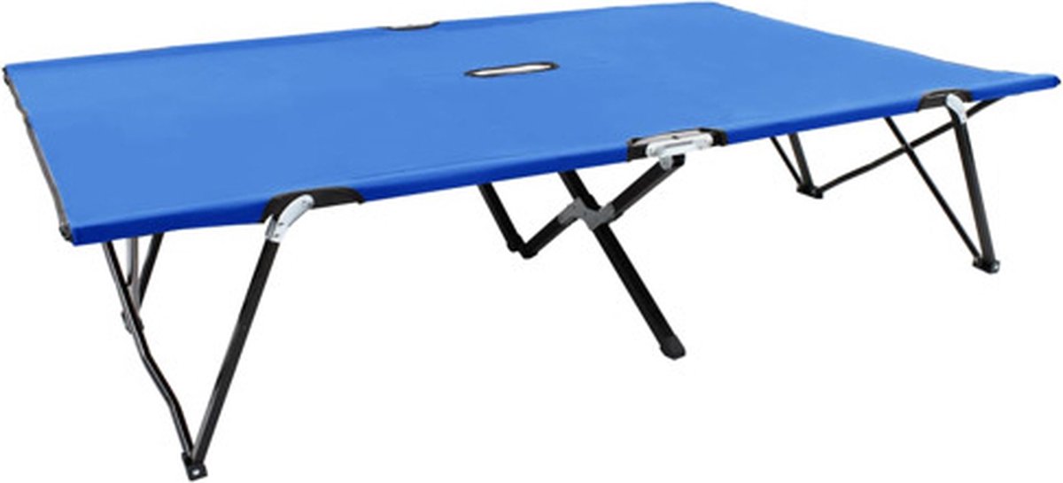 vidaXL Ligbed 2-persoons inklapbaar staal blauw