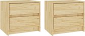 vidaXL - Nachtkastjes - 2 - st - 40x30,5x35,5 - cm - massief - grenenhout