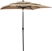 vidaXL Parasol 3-laags met aluminium paal 2x2 m taupe