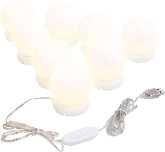 Miroir mural sans cadre avec lampes LED verre rond