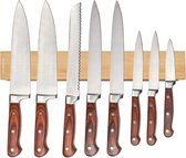 KitchenMonster® Bloc à Couteaux Aimanté pour Couteaux 40 cm - Porte-Couteaux Magnétique avec Tape Adhésif (3M) et Fixation à Vis - Bande à Couteaux Magnétique en Bamboe