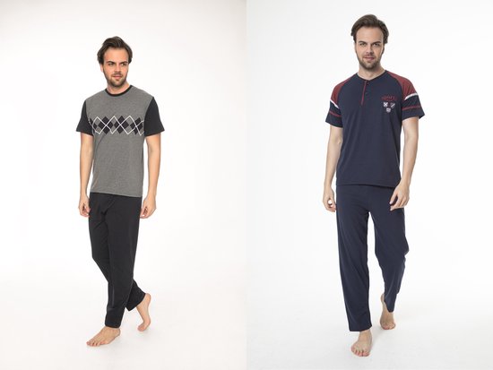 Lot de 2 Pyjamas Sivassi | Édition Summer 2022 | Hommes de Pyjamas Adultes | Pyjama homme taille XL | Coton