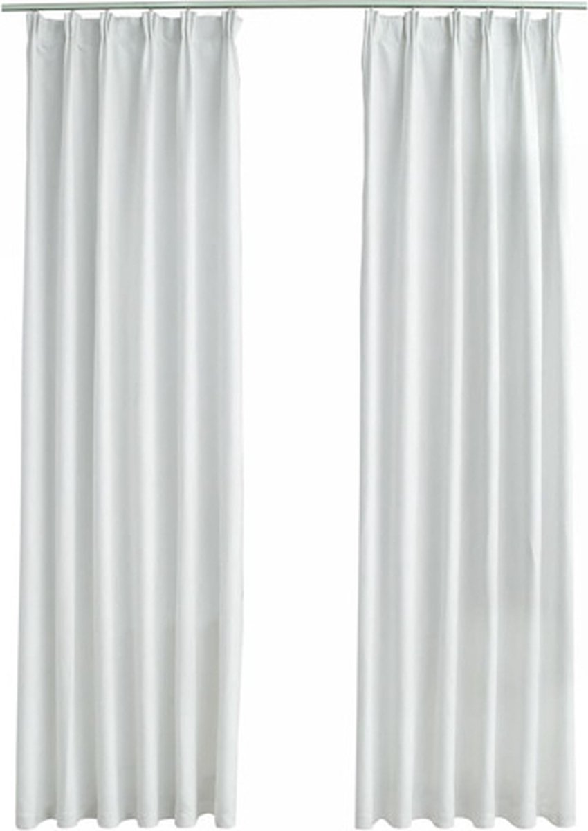 vidaXL - Gordijnen - verduisterend - met - haken - 2 - st - 140x175 - cm - gebroken - wit