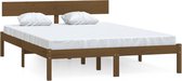 vidaXL - Bedframe - massief - grenenhout - honingbruin - 135x190 - cm