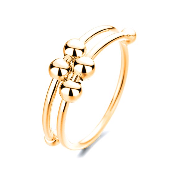 Anxiety Ring - (Dubbele ring) - Stress Ring - Fidget Ring - Anxiety Ring For Finger - Draaibare Ring Dames - Spinning Ring - Spinner Ring - Gold Plated (Zilver 925)