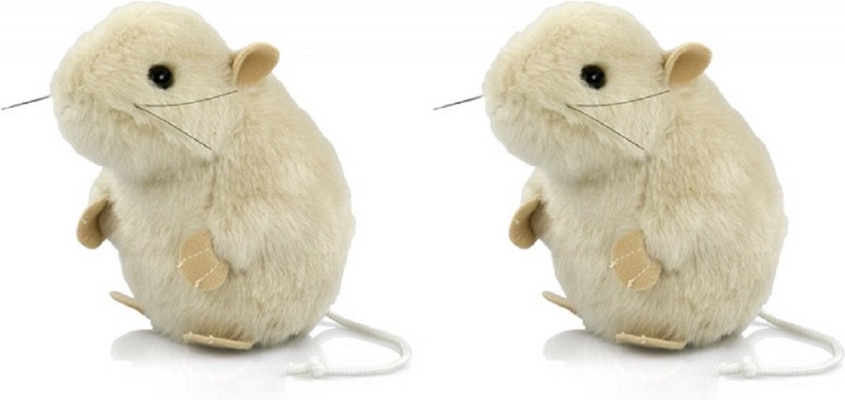 Pluche knuffel muis - 3x stuks - wit - 13 cm - muizenknuffel - knuffeldier - muisje - knaagdieren - Muizen speelgoed of decoratie knuffels