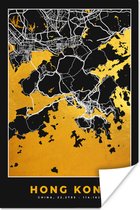 Poster Hong Kong - Stadskaart - Goud - Plattegrond - Kaart - 60x90 cm