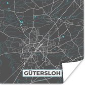 Poster Stadskaart – Kaart – Gütersloh – Blauw – Duitsland – Plattegrond - 75x75 cm