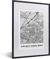 Fotolijst incl. Poster - Kaart - Stadskaart - Aulnay-sous-Bois - Plattegrond - Frankrijk - 30x40 cm - Posterlijst