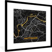 Fotolijst incl. Poster - Black and Gold – Stadskaart – Hattingen – Duitsland – Plattegrond – Kaart - 40x40 cm - Posterlijst