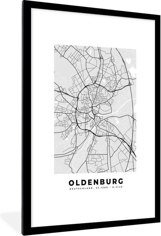 Fotolijst incl. Poster - Stadskaart - Plattegrond - Oldenburg - Kaart ...