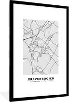Fotolijst incl. Poster - Plattegrond - Kaart - Grevenbroich- Duitsland - Stadskaart - 80x120 cm - Posterlijst