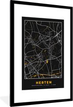 Fotolijst incl. Poster - Black and Gold – Stadskaart – Herten – Duitsland – Plattegrond – Kaart - 80x120 cm - Posterlijst