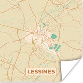 Poster Vintage - Lessines - Stadskaart - Plattegrond - Kaart - 50x50 cm