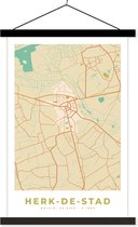 Porte-affiche avec affiche - Affiche scolaire - Carte - Plan de la ville - Herk-de-Stad - België - Carte - 60x90 cm - Lattes noires