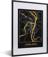 Fotolijst incl. Poster - Stadskaart – Plattegrond – Duitsland – Goud – Koblenz – Kaart - 30x40 cm - Posterlijst