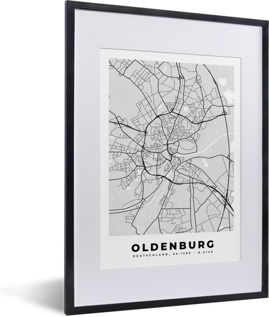 Fotolijst incl. Poster - Stadskaart - Plattegrond - Oldenburg - Kaart ...