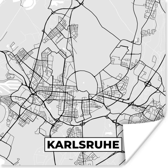 Affiche Karlsruhe - Carte - Plan - Plan de ville - Allemagne - 75x75 cm