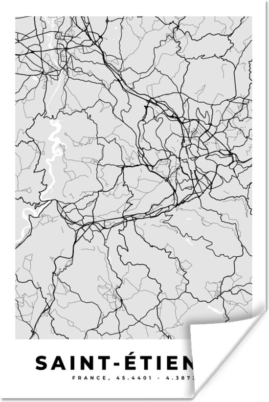 Amsterdam Stadskaart Plattegrond Poster - Rood Wit