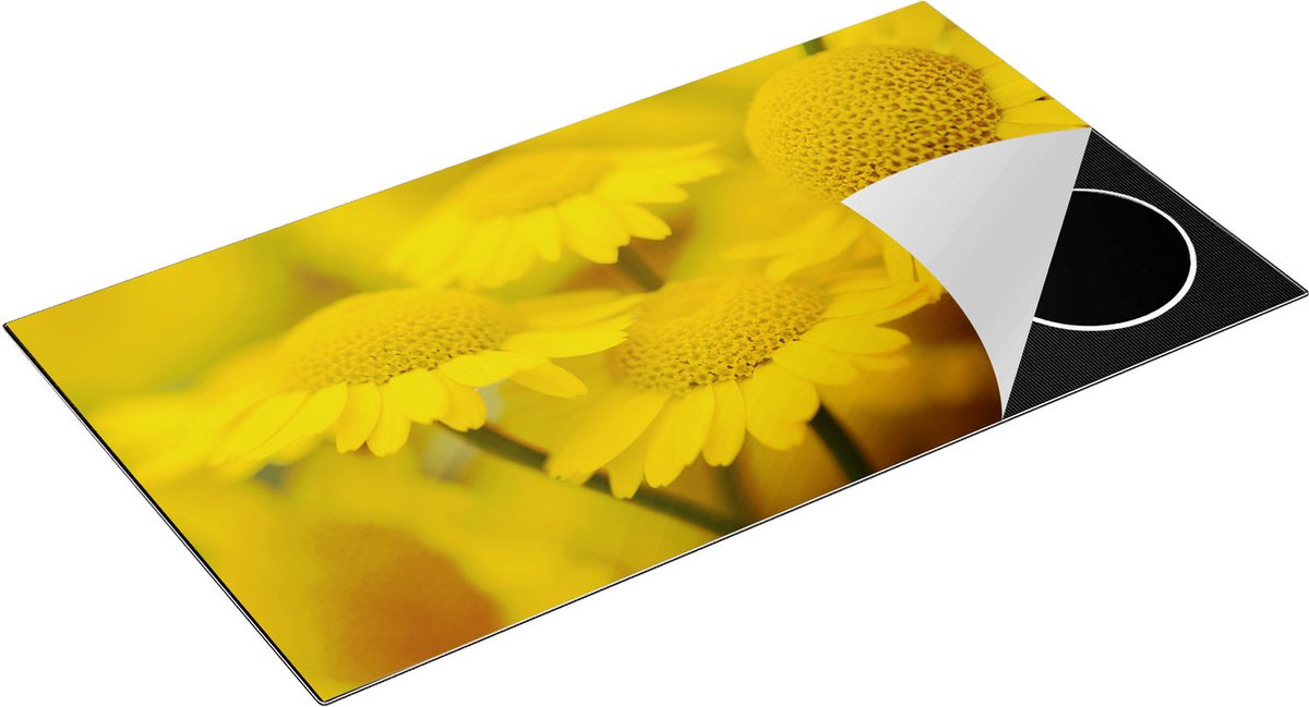 Chefcare Inductie Beschermer Gele Kamille Bloemen - 95x50 cm - Afdekplaat Inductie - Kookplaat Beschermer - Inductie Mat