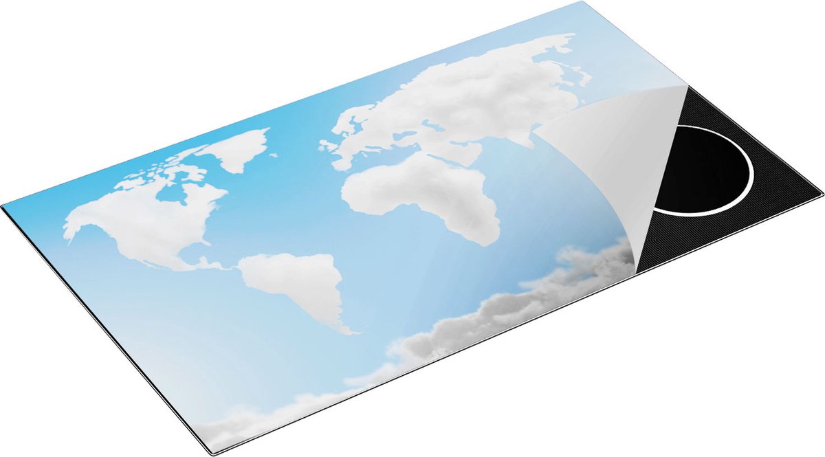 Chefcare Inductie Beschermer Wereldkaart Gemaakt van Wolken - 91,2x52 cm - Afdekplaat Inductie - Kookplaat Beschermer - Inductie Mat