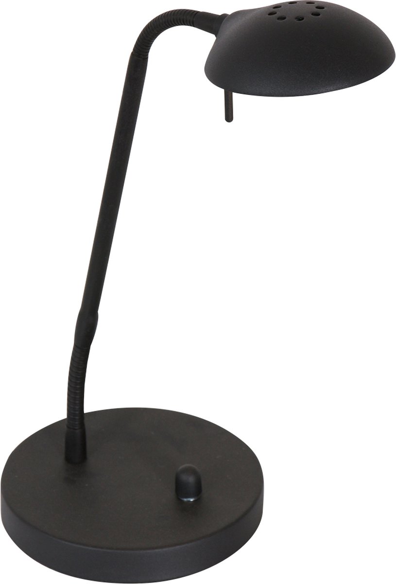 Mexlite Biron bureaulamp - ingebouwd LED - flexibele arm - dimbaar - mat zwart