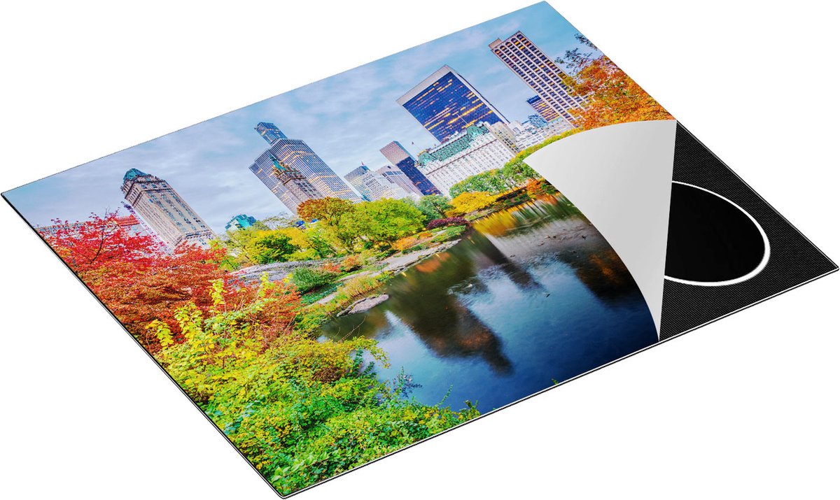 Chefcare Inductie Beschermer Kleurrijke Central Park tijdens de Herfst - 65x52 cm - Afdekplaat Inductie - Kookplaat Beschermer - Inductie Mat