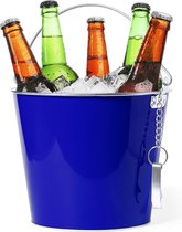 IJsemmer/bierkoeler metaal blauw - 6L - Drankemmer - Drankkoeler - Wijnkoeler