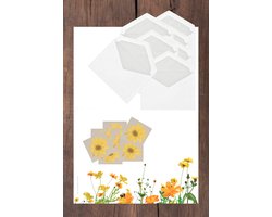Schrijfset Wildflowers - A4 schrijfblok met 50 vellen - 12 enveloppen - 12 sluitstickers - Briefpapier set - Postpapier