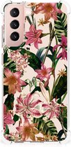 Telefoon Hoesje Geschikt voor Samsung Galaxy S21 FE Leuk Hoesje met transparante rand Bloemen