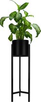 QUVIO Support pour plantes avec pot - Jardinière sur pied - Métal - Jardinière - Porte-plantes - Colonnes de Plantes - Pour l'extérieur - Pot de fleurs - 22 x 22 x 75 cm - Zwart