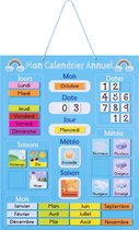 Navaris leerkalender voor kinderen - Magnetisch kalenderbord met seizoenen en het weer - Jaarkalender met magneten - Kinderkalender Frans - Blauw