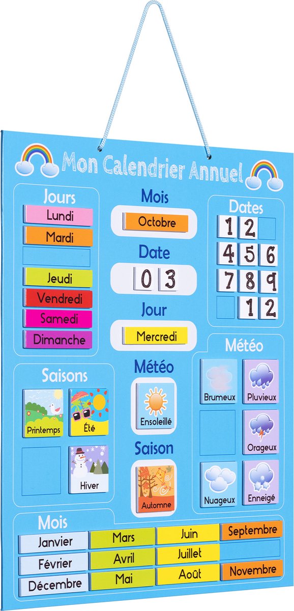 Mon Premier Calendrier- Calendrier Enfant Educatif- Calendrier Magnétique  Enfant-En Francais (Bleu) : : Fournitures de bureau