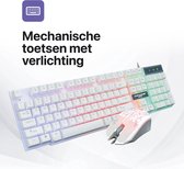 Tavaro Gaming Keyboard En Muis Set Met Verlichting - Wit - USB - Led verlichting - Mechanisch - Bedraad - Gaming Toetsenbord en Muis