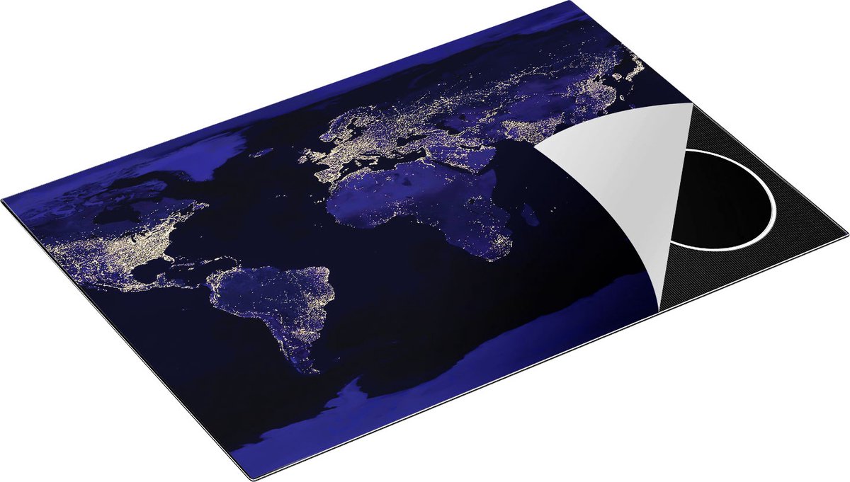 Chefcare Inductie Beschermer Wereldkaart met Licht Observaties - 75x55 cm - Afdekplaat Inductie - Kookplaat Beschermer - Inductie Mat