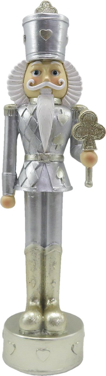 Beeld Notenkraker 24 cm Zilverkleurig Wit Kunststof