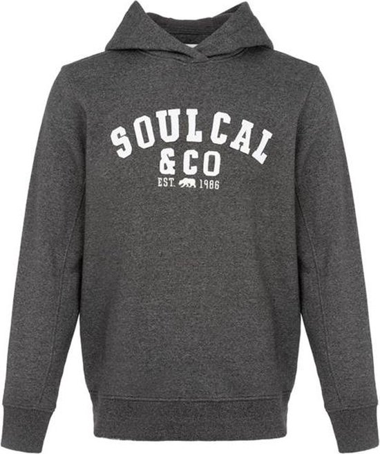 SoulCal - Sweater met Capuchon - Hoodie - groot logo - Donker grijs - XL